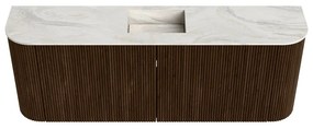 Mondiaz Joya DLux 115cm toiletmeubel ronding links/rechts walnut met wastafel faye midden 1 kraangat ostra