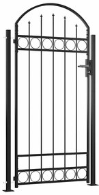 vidaXL Poort met gebogen bovenkant en 2 palen 105x204 cm zwart