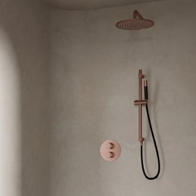 Saniclear Copper Pro inbouw regendouche 20cm rond met wandarm en glijstang geborsteld koper