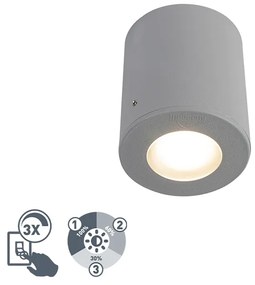 Buitenlamp met dimmer Opbouwspot grijs IP55 incl. GU10 - Franca Modern GU10 Buitenverlichting rond
