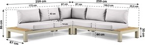 Loungeset 5 personen Aluminium/Teak Taupe Lifestyle Garden Furniture Vittoria