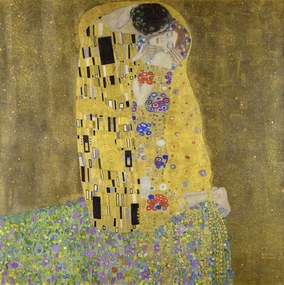 Gustav Klimt - Kunstdruk De Kus, (40 x 40 cm)