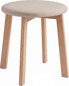 Mazzoni ZOI Beige (stof Storm 06)/eiken onderstel - RONDE GESTOFFEERDE KRUK VOOR KEUKEN/WOONKAMER
