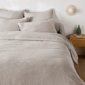 Dekbedovertrek in gewassen linnen, gestreept, Linot