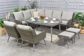 Bilbao Comida tuinmeubelen 7 + 2 Garden Point poefs grijs