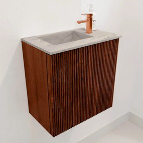 Mondiaz Joya DLux 40cm toiletmeubel ruby met wastafel faye links 1 kraangat glace