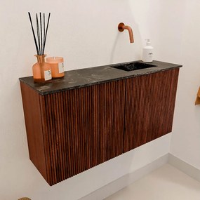 Mondiaz Joya DLux 80cm toiletmeubel ruby met wastafel faye rechts zonder kraangat lava