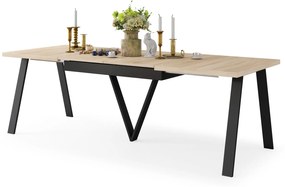 AVERY Sonoma eik/onderkant zwart - LOFT/INDUSTRIËLE TAFEL VOOR WOONKAMER / EETKAMER UITKLAPBAAR TOT 290 cm!