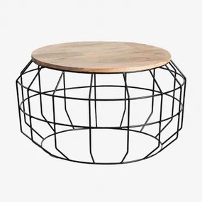 Ronde Salontafel Ø70 Cm Van Mangohout Koti Zwart - Sklum