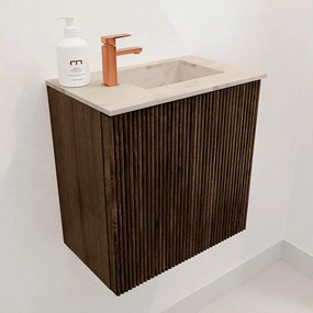Mondiaz Joya DLux 40cm toiletmeubel walnut met wastafel faye rechts 1 kraangat frappe