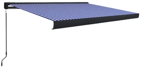 vidaXL Luifel handmatig 400x300 cm blauw en wit
