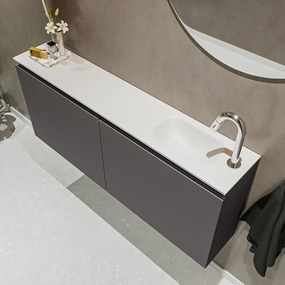 Mondiaz Ture 120cm toiletmeubel dark grey met wastafel talc rechts 1 kraangat