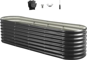 VEVOR Verhoogd Tuinbed, Metaal, 2400x600x600 mm, Plantbed, Groentebed, Plantenbak met Open Bodem &amp; Afgeronde Randen, Bloembed, Kruidenbed, Ideaal voor Groenten, Bloemen, Kruiden &amp; Vetplanten