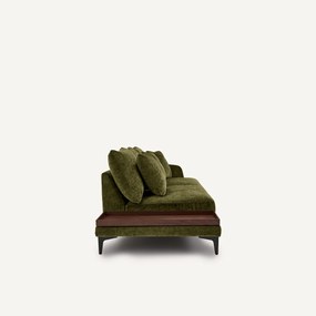 Halve bank met tafelblad, van gemengd fluweel, MODERNISTE