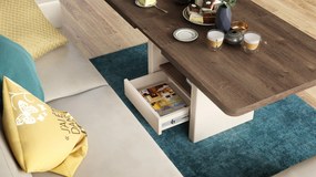 LEXUS verrijdbare koffietafel, met heffunctie, bruin eiken / beige