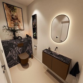 Mondiaz Ture DLux toiletmeubel 80cm rust met wastafel lava midden zonder kraangat