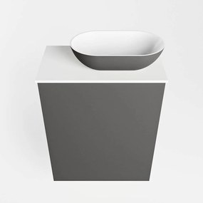 Mondiaz Fowy toiletmeubel 40cm dark grey met antraciete waskom rechts en kraangat