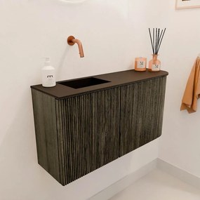 Mondiaz Joya 80cm toiletmeubel ronding rechts shadow met wastafel faye links zonder kraangat urban