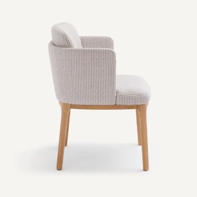 Tafelstoel met eiken poten en stof Jabote