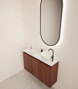 Gliss Design Echo toiletmeubel 80cm choco eiken met toppaneel wit mat