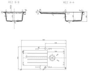 Sapho spoelbak 86x43.5cm met kraangat zwart graniet