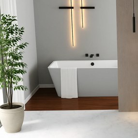 Polysan Skylla halfvrijstaand bad grijs mat/wit mineraalmarmer 170x75cm