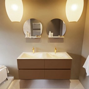 Mondiaz Vica DLux badmeubel 120cm rust 4 lades met wastafel ostra dubbel 2 kraangaten