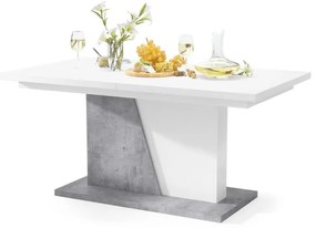 NOBLE NOIR Wit mat/Millium beton – uitschuifbare tafel tot 218 cm, voor 8, 10 personen.