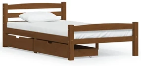 vidaXL Bedframe met 2 lades massief grenenhout honingbruin 100x200 cm