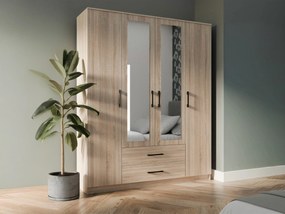 Kledingkast Mandeville 117, Sonoma eik, 205x160x52cm, 150.5 kg, Kledingkast deuren: Met scharnieren