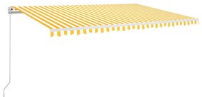vidaXL Luifel handmatig uittrekbaar met LED 500x350 cm geel en wit