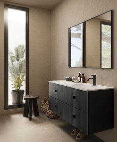 Muebles Avila badmeubel ribbelfront 120cm antraciet mat met wastafel rechts met kraangat