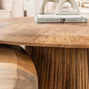 Salontafelset Hout Met Ribbel Voet - 93 X 72cm.