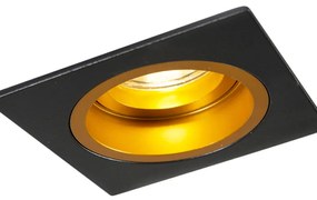 Set van 6 Inbouwspot zwart met goud 9,3 cm draai- en kantelbaar - Chuck GU10 Binnenverlichting Lamp