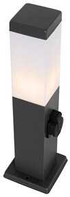 Buitenlamp donkergrijs 45 cm met stopcontact IP44 - Malios