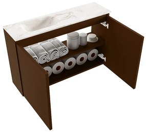 Mondiaz Ture DLux toiletmeubel 80cm rust met wastafel frappe links zonder kraangat