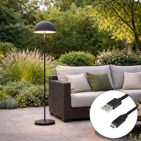 Buiten vloerlamp mushroom zwart oplaadbaar 3-staps dimbaar - Keira