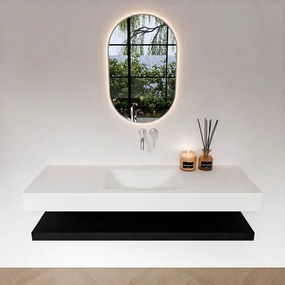 Zaro Alan badmeubel 140cm met planchet urban en vrijhangende wastafel cloud midden zonder kraangat talc