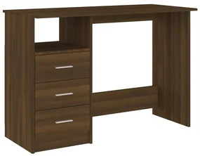 vidaXL Bureau met lades 110x50x76 cm bewerkt hout bruineikenkleurig