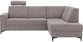 Goossens Basic Hoekbank Helsinki Incl. Hoofdsteun bruin, stof, 2-zits, modern design met ligelement rechts