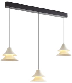 Hanglamp zwart met beige incl. LED 3-staps dimbaar 3-lichts easylift - Witch