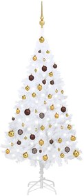 vidaXL Kunstkerstboom met LED's en kerstballen 150 cm PVC wit