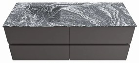 Mondiaz Vica DLux badmeubel 130cm dark grey 4 lades met wastafel lava links 1 kraangat