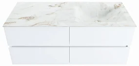 Mondiaz Vica DLux badmeubel 120cm talc 4 lades met wastafel frappe rechts 1 kraangat