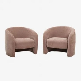 Set Van 2 Gombren Fauteuils Stof Chenille Roze – Kwarts - Sklum