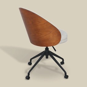 Bureaustoel Met Walnoot Houten Rugleuning