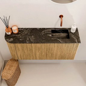 Mondiaz Joya DLux 90cm toiletmeubel ronding links oak met wastafel faye rechts zonder kraangat lava