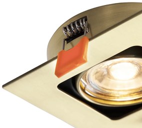 Set van 6 Vierkante inbouwspot messing draai- en kantelbaar - Artemis