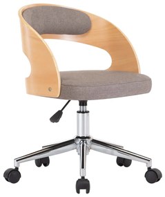 vidaXL Kantoorstoel draaibaar gebogen hout en stof taupe