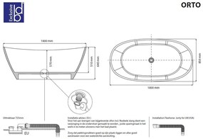 Best Design Orto solid surface vrijstaand bad 180x85x64cm mat wit